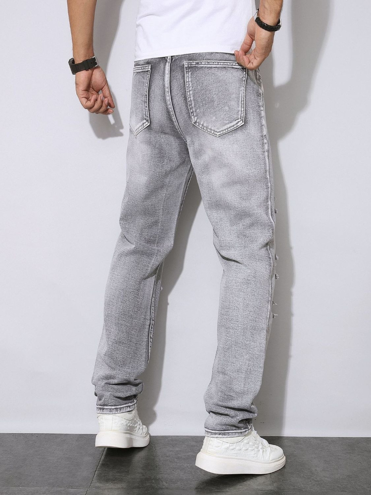 Męskie szare dżinsy z efektem  – Men'S Fashion Grey Jeans recenzja i cena