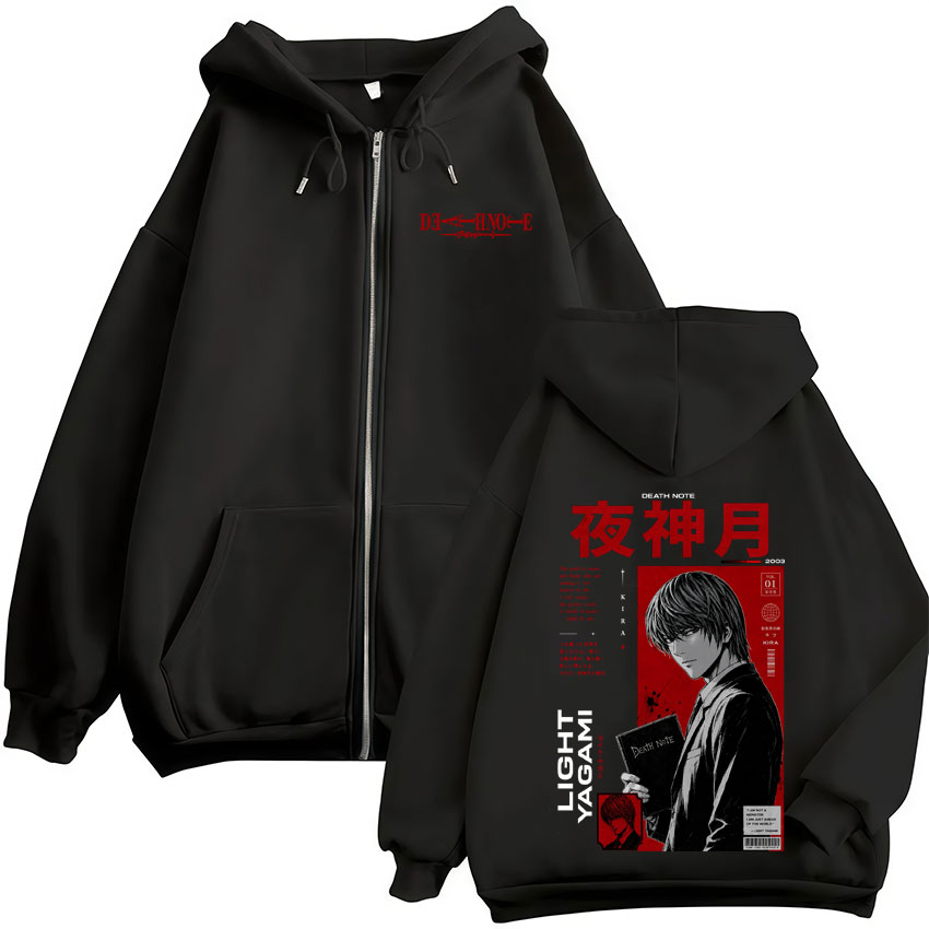 Anime Death Note Yagami Light  – Mens Fashion Zip Up Hoodies recenzja i cena