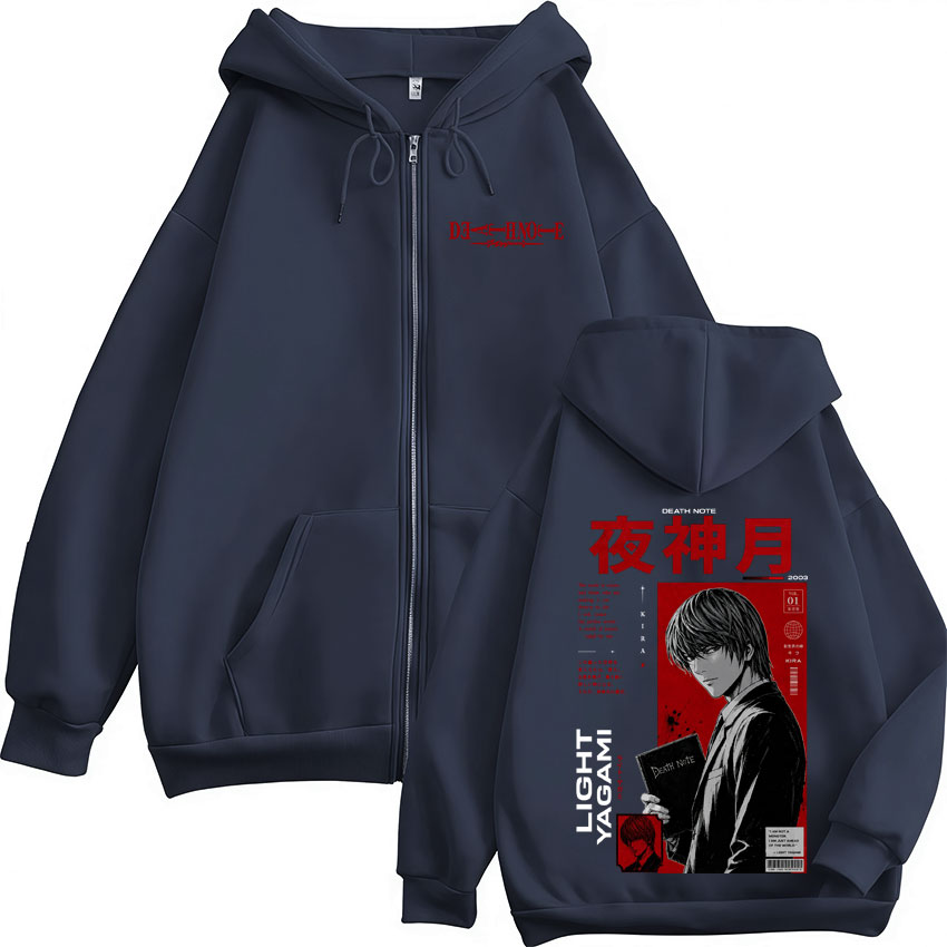 Anime Death Note Yagami Light  – Mens Fashion Zip Up Hoodies recenzja i cena