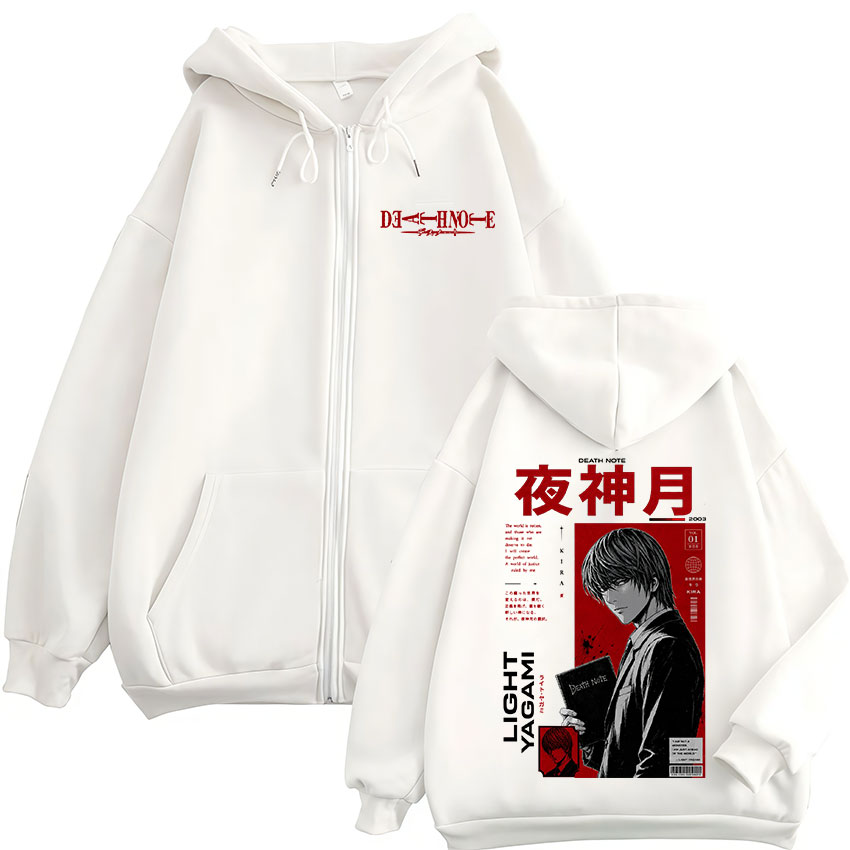 Anime Death Note Yagami Light  – Mens Fashion Zip Up Hoodies recenzja i cena