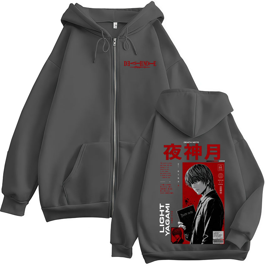 Anime Death Note Yagami Light  – Mens Fashion Zip Up Hoodies recenzja i cena